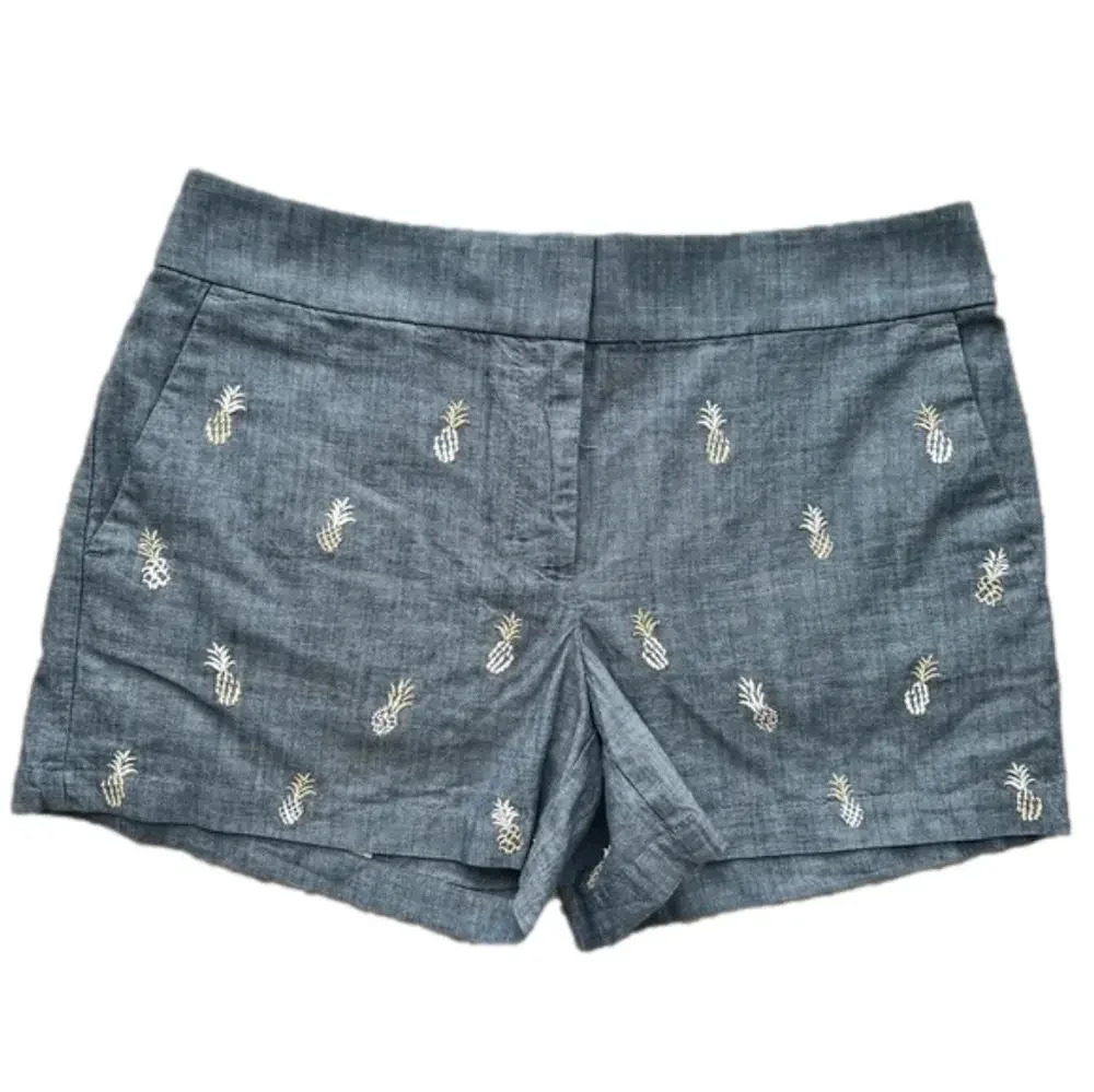 LOFT Pineapple Embroidered Riviera Shorts - Picture 4 of 8